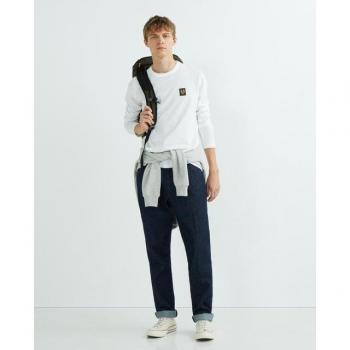 Belstaff Men's White Long Sleeve Cotton Jersey T-Shirt - Size Medium
