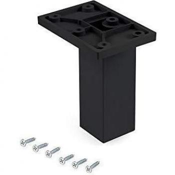Emuca - Patas para mueble, Pies de plástico para muebles color cromado, Lote de pies con tornillos de montaje, varios modelos
