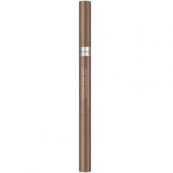 Rimmel Brow This Way Eyebrow Pencil with 2-in-1 Brush, Shade 004 Soft Black, 0.25 g