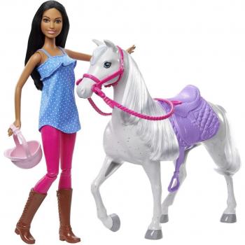 Barbie Hora de Equitación con Muñeca Morena y Caballo