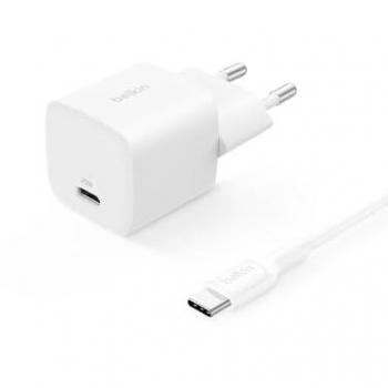 Cargador de Pared Belkin BoostCharge 25W USB-C con Power Delivery y Cable de 1m Blanco