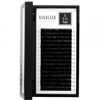 Set de pestañas postizas Nanolash VOLUME LASHES Extensiones 9 mm - Pestañas postizas profesionales, características: grosor 0.15 D, longitud 9 mm, ideal para extensiones de volumen