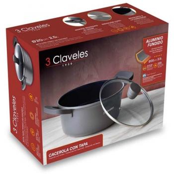 Cacerola con tapa de 28 cm 3 Claveles Dark Collection