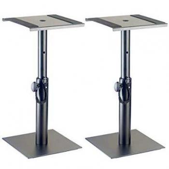 Soporte de monitor ajustable Stagg SMOS-05 (corto) - Par de soportes de escritorio para estudio