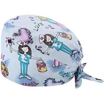 riou Gorro Quirófano Algodón Impreso Sombrero Médico Enfermera, Gorro de Trabajo Impreso para el Enfermero, el Doctor y el Anestesista