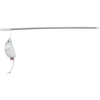 Caña de juego interactiva para gatos con ratón de felpa y hierba gatera - 46 cm - Trixie - Gris