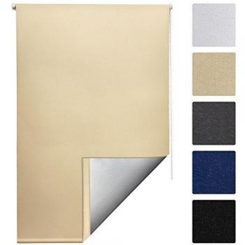 Estor enrollable oscurecedor termoisolante sin taladro - 160x90 cm - color crema