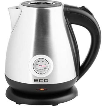 Hervidor eléctrico ECG RK 1705 Metallico, 1.7 L, Acero inoxidable, Indicador de temperatura