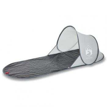 Tienda de playa pop-up impermeable gris vidaXL, características: diseño pop-up, impermeable, disponible en colores como azul azur, gris y verde mar, adecuada para jardín y camping