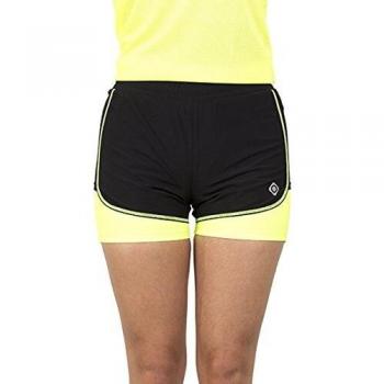 Izas Bass Pantalones Cortos, Negro/Amarillo Fluor, XS para Mujer