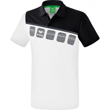 Erima 5-C Short Sleeve Polo Shirt for Children - White/Black/Dark Grey, Unisex, Size 164 cm