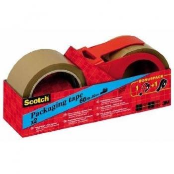 Scotch C5066R2D - Pack de 3 cintas embalaje con portarrollos, 50 x 66m