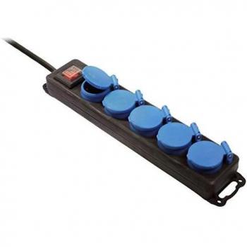 Regleta de Exterior Bachmann 5 Salidas AC con Interruptor y Protección IP44, 4.5 m