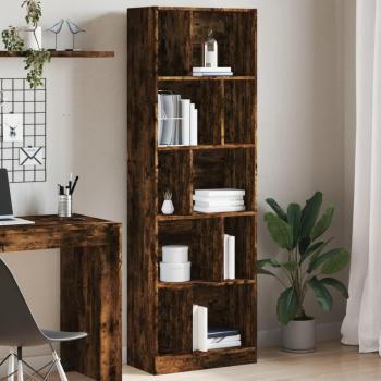 Estantería de madera de ingeniería 57x28,5x174 cm en Blanco, Negro y Roble Sonoma - Mueble de Almacenaje para Oficina, Estudio y Dormitorio, Estantería/Librería/mueble de Al
