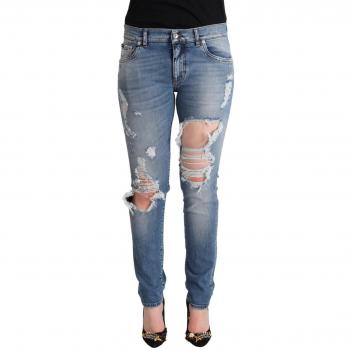 Dolce & Gabbana Blue Distressed Cotton Denim Skinny Jeans - IT40|S, Slim-fit Jeans, female, Blue, Size: XS