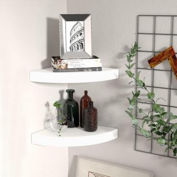 vidaXL Floating Corner Shelves 2 pcs White 25x25x3.8 cm MDF