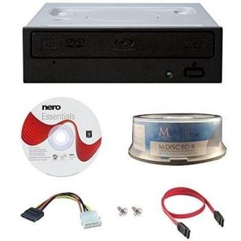Pioneer BDR-209DBK 16X Blu-Ray CD DVD Unidad interna de reproducción 3D con 15pk GRATIS Mdisc BD + Software + Cable SATA + IDE al adaptador de alimentación SATA