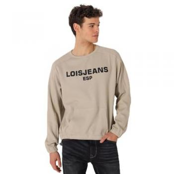Sudadera Lois Jeans para hombre con goma en puños y bajo, bordado 3D, color marrón, casual, algodón, manga larga - Outlet 2024