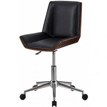 Silla Oficina con Ruedas y ergonómica, Moderna Negra de Polipiel, de 52x54x79 cm - LOLAhome