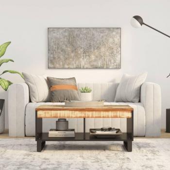 Mesa de centro de madera maciza reciclada 90x50x40 cm en marrón claro, multicolor, ideal para salón o comedor