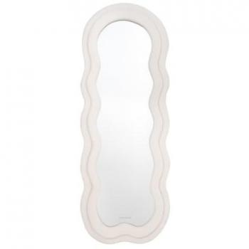 Espejo de Pie Cuerpo Entero Flamingueo con Marco Rizo Beige, Dimensiones 160 x 60 x 4 cm, Estilo Aesthetic, Decoración Habitacional y Espejos Decorativos