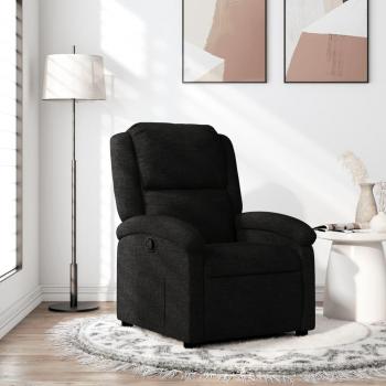 Sillón Reclinable de Tela Negro con Reposapiés Ajustable y Respaldo Inclinable