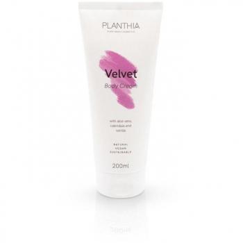 Planthia Crema Corporal Hidratante Velvet 200ml Extracto de Vainilla Manteca de Karité Vitamina E 99.49% Ingredientes Naturales