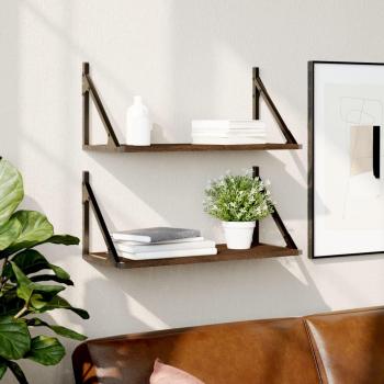 Estantes de pared vidaXL 2 uds madera ingeniería 60x25x25,5 cm Negro, Roble Sonoma, Gris sonoma Mueble Almacenaje Estantería para Oficina, Estudio, Dormitorio Estantería/Libr