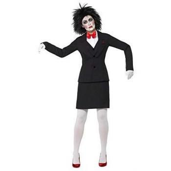 Smiffys-25918L Licenciado Oficialmente Disfraz de Jigsaw de Saw, Americana, Camisa, Falda, Pajarita, Guantes y m, Color Negro, L-EU Tamaño 44-46