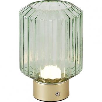 Lámpara de mesa LED recargable de latón con cristal verde - Millie