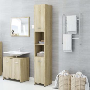 Armario de baño Sonoma Oak 30x30x183,5 cm madera multicapa color roble