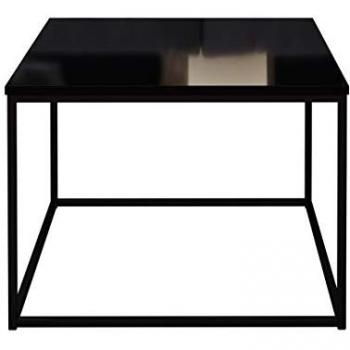 Mesa de café Germantown 105, Aglomerado laminado, Negro mate y brillante, Angular, 60 x 60 x 44 cm