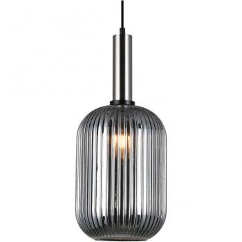 Lámpara colgante moderna Antiola Níquel satinado 1 luz con vidrio, pantalla ahumada, E27
