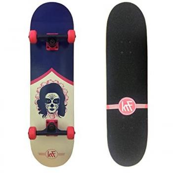 Skateboard KRF Chripa Catrina 31x8mm, color negro, azul y rosa