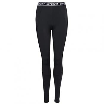 Malla larga Superdry Train Branded negra para mujer con elasticidad