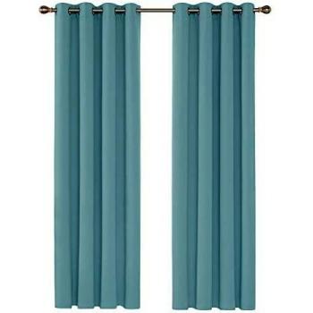 Deconovo Cortina para Habitación Opaca y Tétmica Aislante con Ojales para Dormitorio 2 Piezas 140 x 260 cm Azul Cielo
