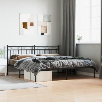 Estructura de Cama con Cabecero de Metal Negro 180x200 cm