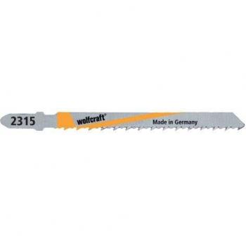 wolfcraft 2315000 hojas de sierra de calar vástago en T/HSS/tarima para terrazas, madera contrachapeada, encimeras de cocina, entarimado, plásticos/corte limpio y fino PACK 2, Set de 2 Piezas, plata