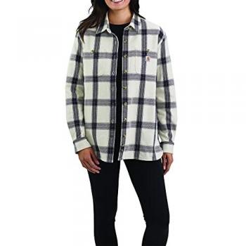 Camisa de manga larga Carhartt Heavyweight Twill a cuadros para dama - Negro Blanco (M)