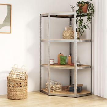 vidaXL 4-Layer Corner Shelf Silver Steel and Engineered Wood