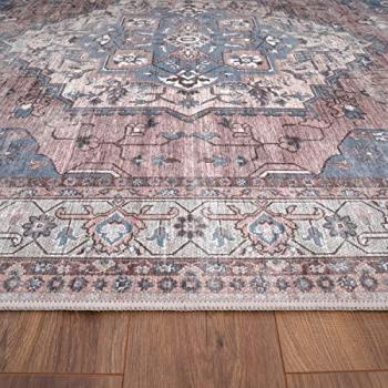 Alfombra Salon Tejido Plano Vintage Oriental con Ribete, Se Puede Lavar, 240x340 cm, Multicolor