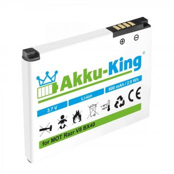 Akku-King Li-Ion batería para Motorola Razr V8, Razr2 V8, Moto U9, ZN5 - como BX40 - 750mAh
