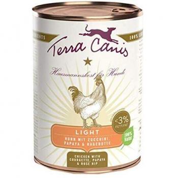 Terra Canis - Comida húmeda light para perros adultos con pollo, calabacín y papaya 400 g