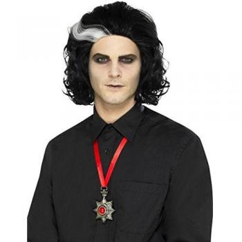Smiffy's-45070 Medallón metálico de Vampiro Collar Deluxe, Color Plata, No es Applicable