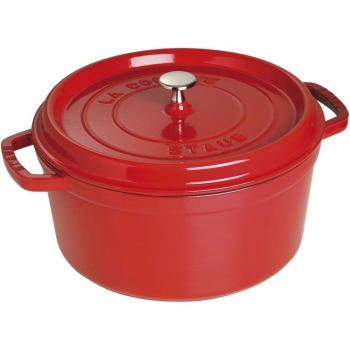 Staub - Cocotte redonda de hierro colado con esmaltado interior, ideal para estofar, guisar y cocinar