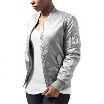 Urban Classics Women's Silver Satin Bomber Jacket XS