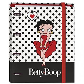 Carpeta A4 Betty Boop con Recambio de 100 Hojas, Cierre con Goma y 4 Separadores de Colores