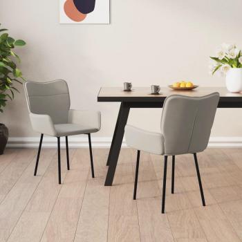 vidaXL Set of 2 Light Grey Velvet Dining Chairs