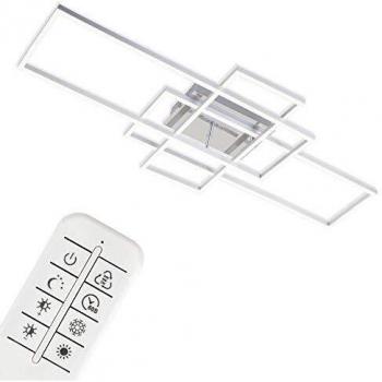 Plafón LED Rectangular Briloner Frame 3 luces CCT con control remoto, dimmable, 104x42x10 cm, aluminio