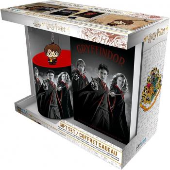 Pack Harry Potter Vaso XXL + Insignia + Cuaderno Trio Mágico